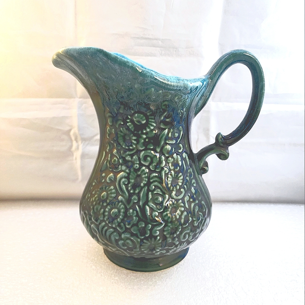 Hull USA B38 Blue Green Ceramic Large Pitcher Vase